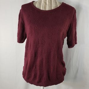 Donnkenny Maroon Short Sleeve Sweater Size Medium